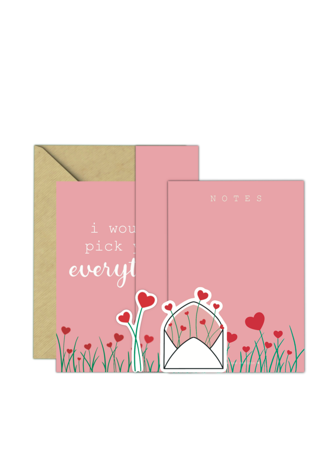 Heart Flowers Stationery Set