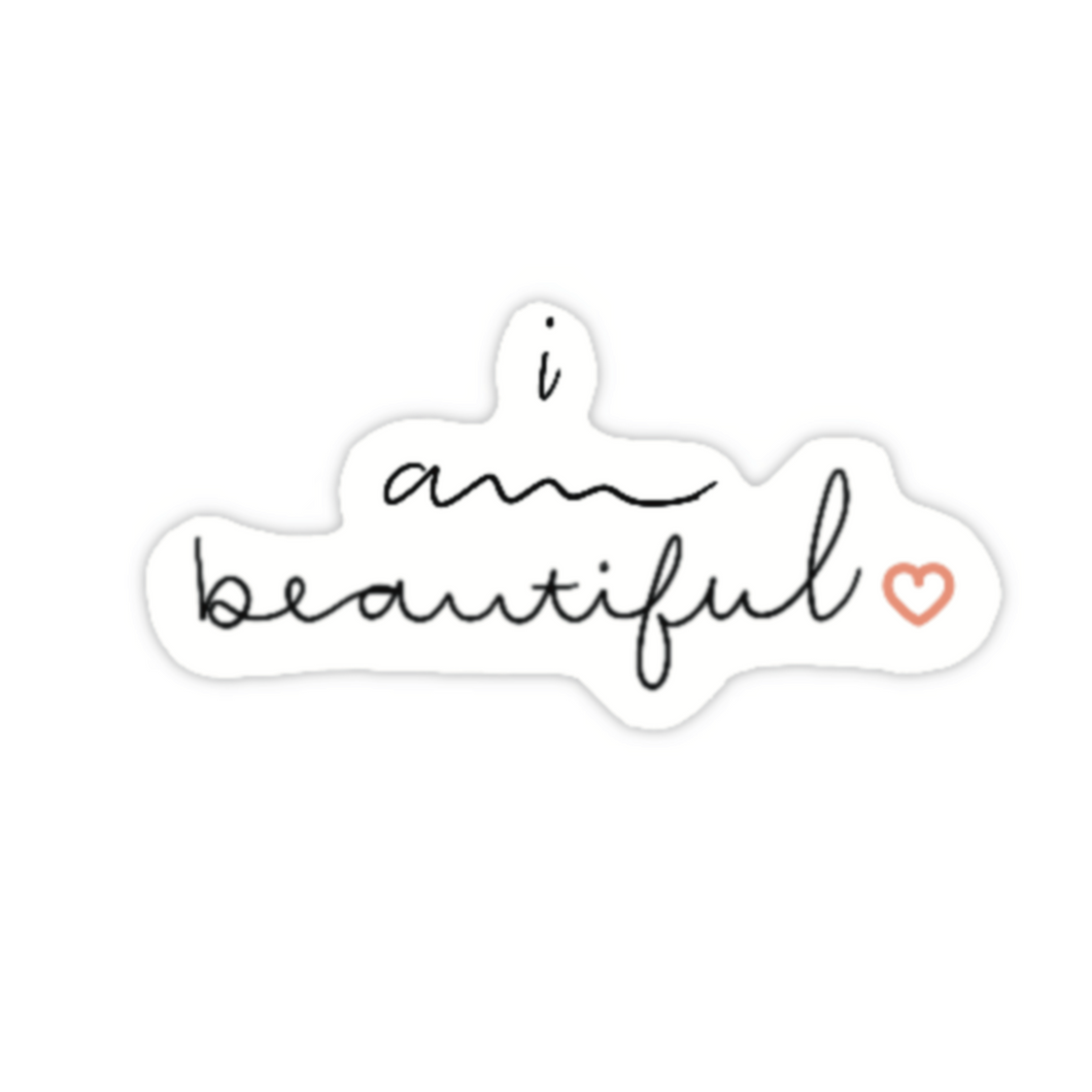 I Am Beautiful Affirmatie Sticker 7.0x3.9cm