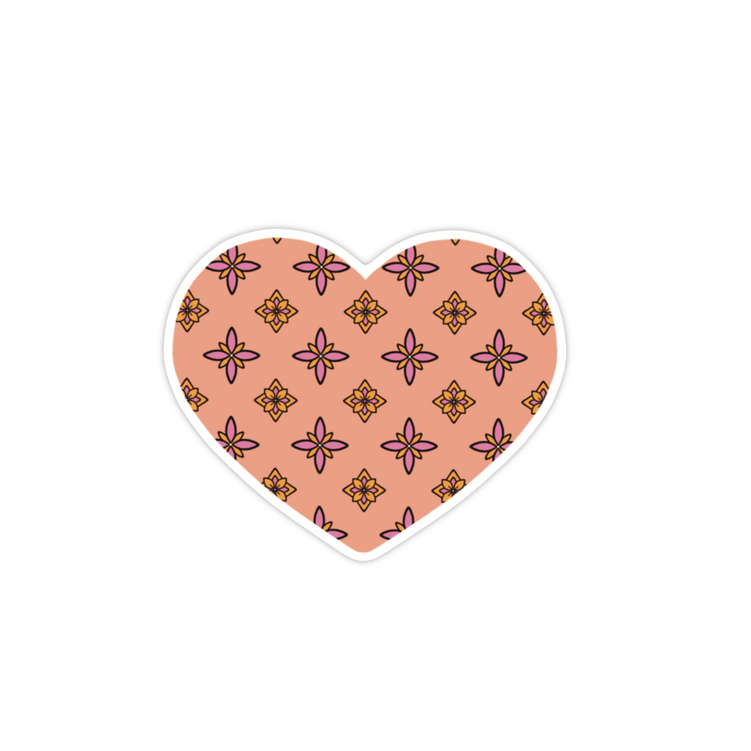 Heart Mandala Pattern Roze Geel | Hartjes | Sticker 6.0x6.0cm
