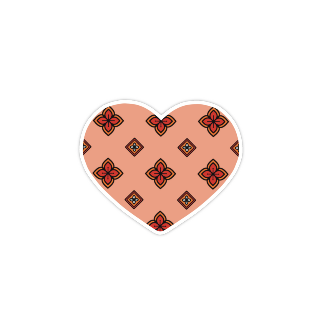 Heart Mandala Pattern Rood | Hartjes | Sticker 6.0x6.0cm