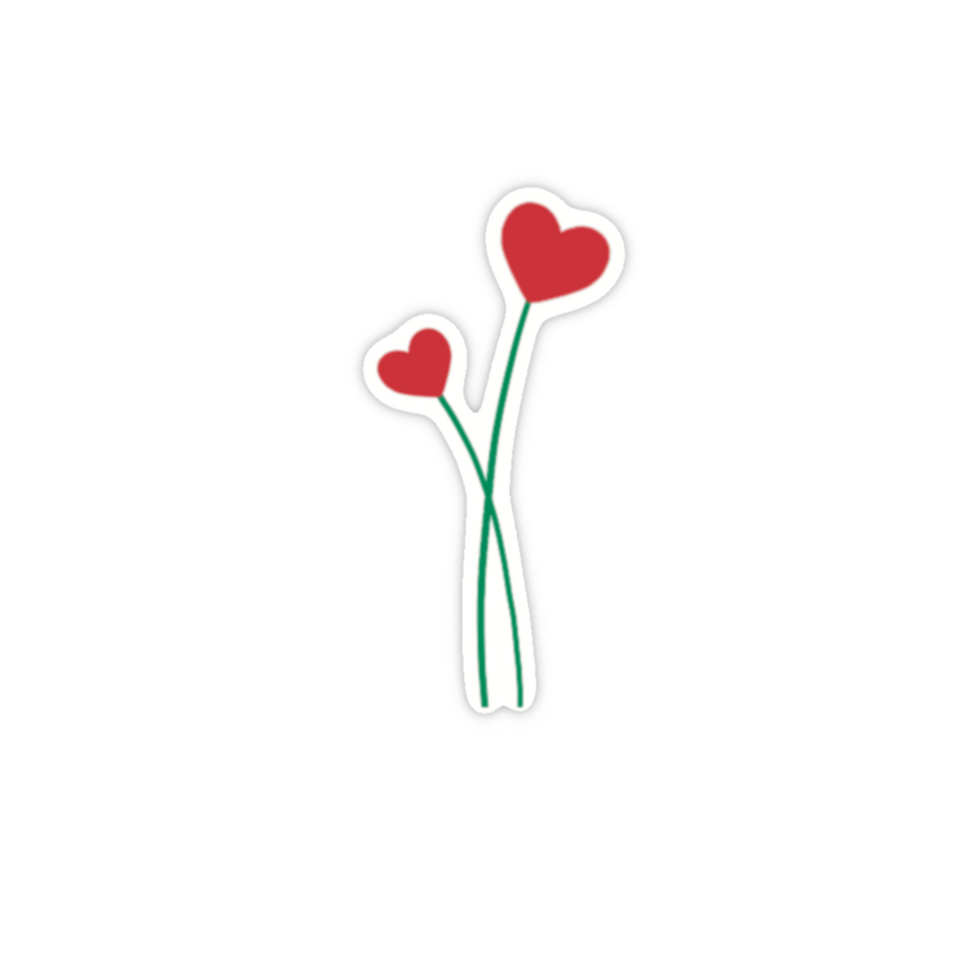 Transparant Heart Flowers | Liefde | Hartjes | Sticker 3.4x7.0cm