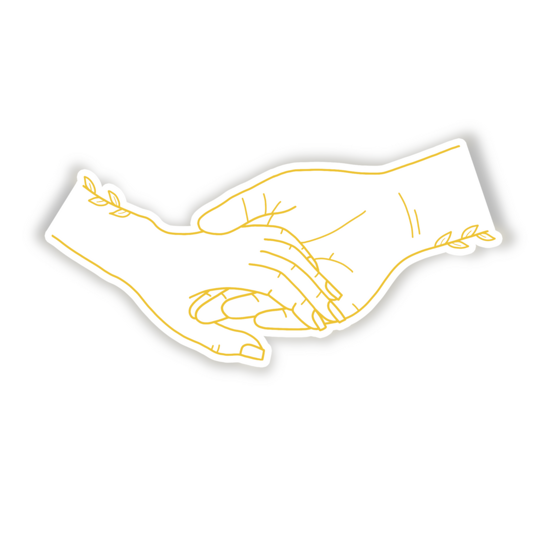 Better Together - Hands of Gold Goudfolie Vinyl Sticker 7.2x3.7cm