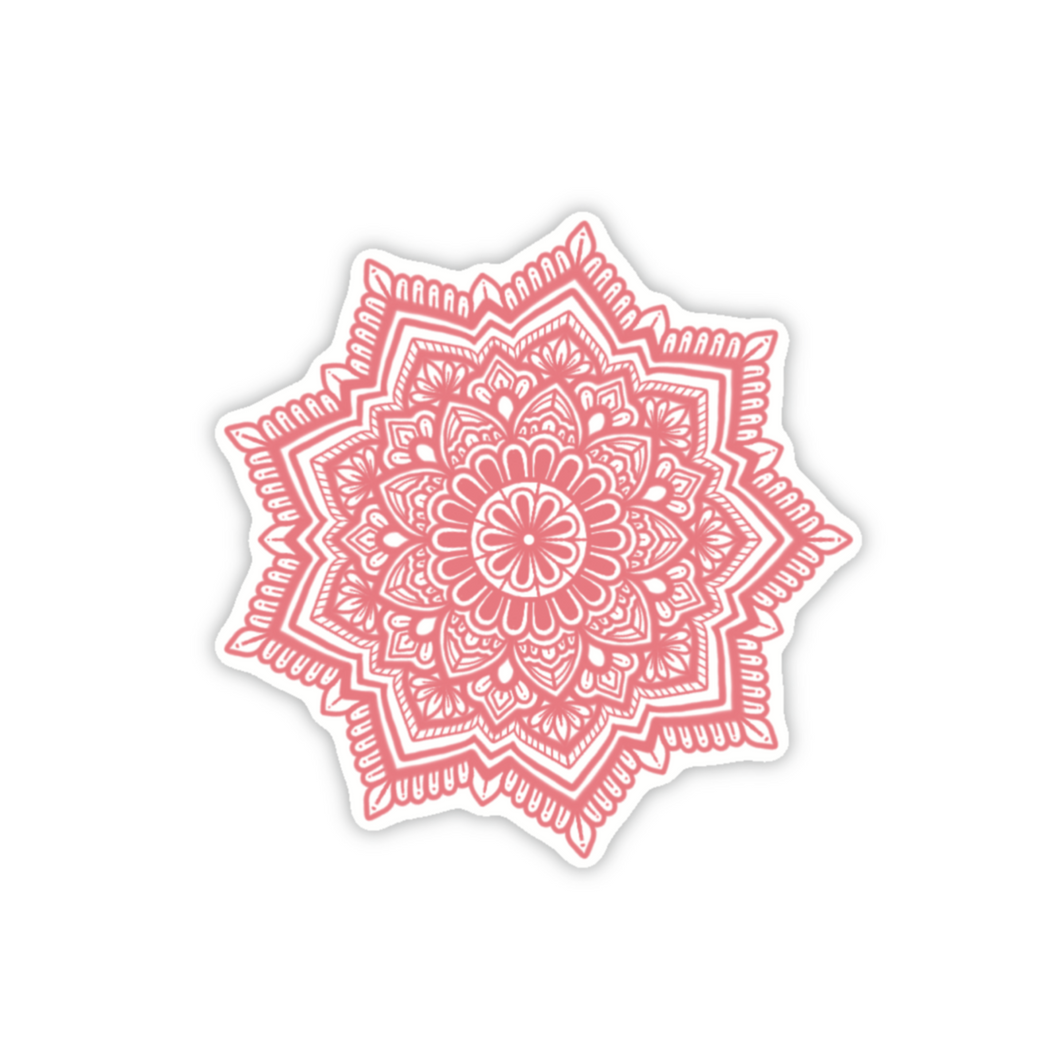 Transparant Rood Mandala Sticker 6x6.1cm