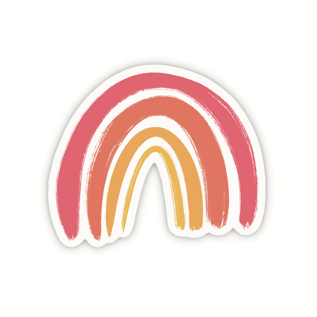 Roze en Geel Regenboog Sticker 6.0x5.1cm
