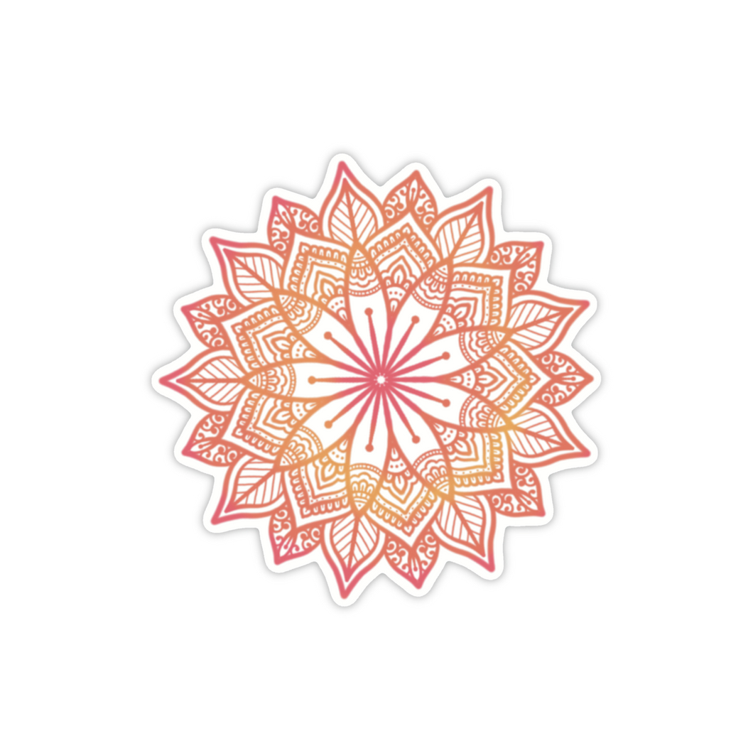 Rood Gele Mandala Sticker 6.0x6.0cm