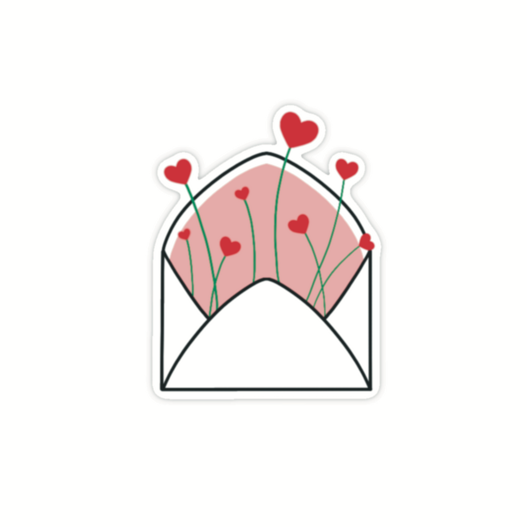 Sending Love Heart Flowers | Liefde | Hartjes | Sticker 5.0x6.5cm