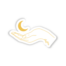 Afbeelding in Gallery-weergave laden, Moon Magic - Hands of Gold Goudfolie Sticker 6.6x3.9cm
